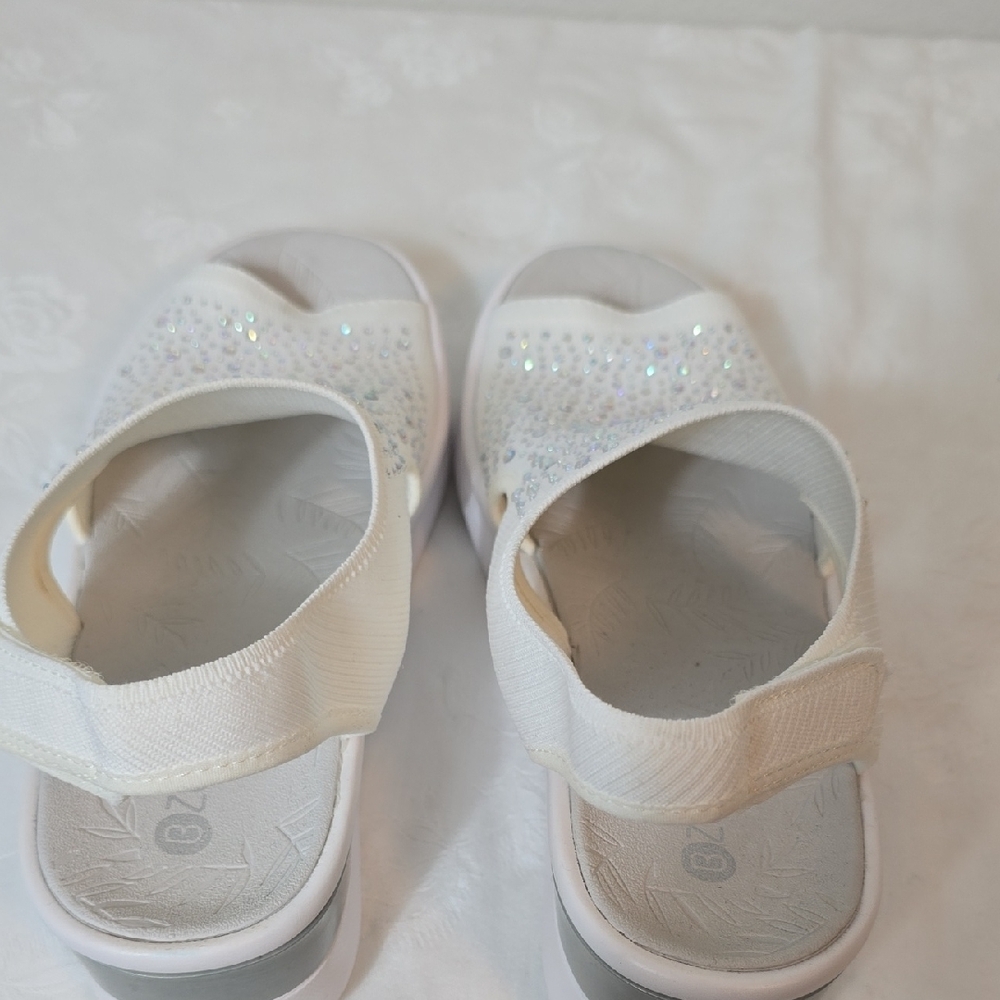 Bzees White Rhinestone Slip-On Slingback Sandals - Picture 10 of 16